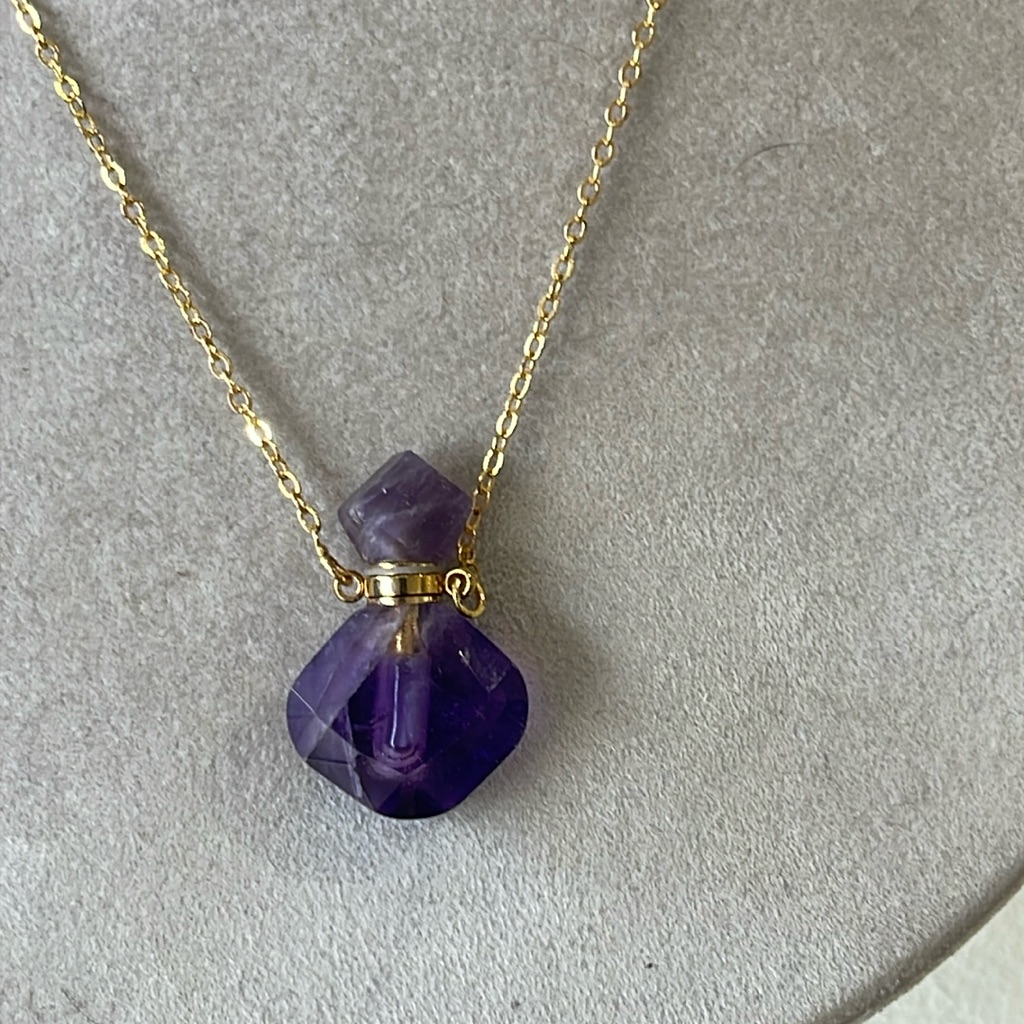 Amethyst Perfume Bottle Necklace